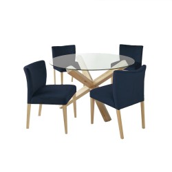 Dining set TURIN table and 4 chairs, dark blue