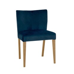 Обеденный набор TURIN с 4 стульями (11326), стол со стеклянной столешницей и дубовыми ножками, стулья из темно-синей бар