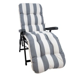 Deck chair BADEN-BADEN, grey-white striped pad