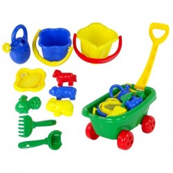 Pulling Trolley with 'Two buckets' Set 10 items Green