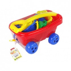 Pulling Trolley with 'Two buckets' Set 10 items Red
