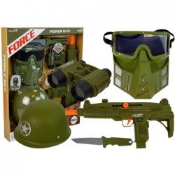 Military Set Rifle Mask Helmet Binoculars Dark Green