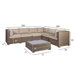 Garden furniture set SEVILLA NEW modular sofa, table, cappuccino