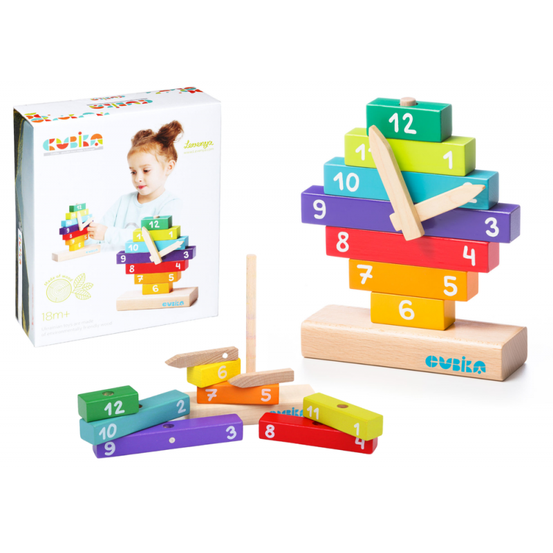 Wooden Clock Colour Sorter Learning Time Puzzle Moving hands 14354