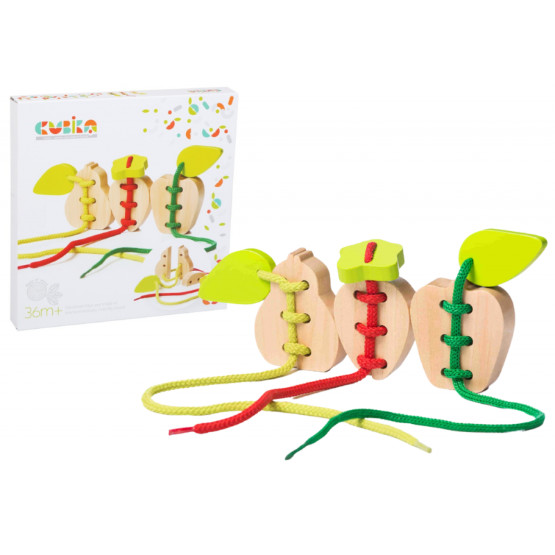 Wooden String Toy Interlaced Fruit Pear Apple Strawberry 14811