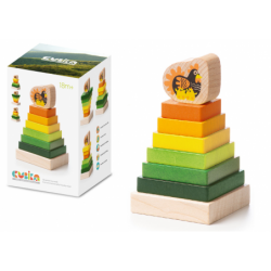 Wooden Tower Pyramid Hen Overlay Coloured Squares LD-15 15276