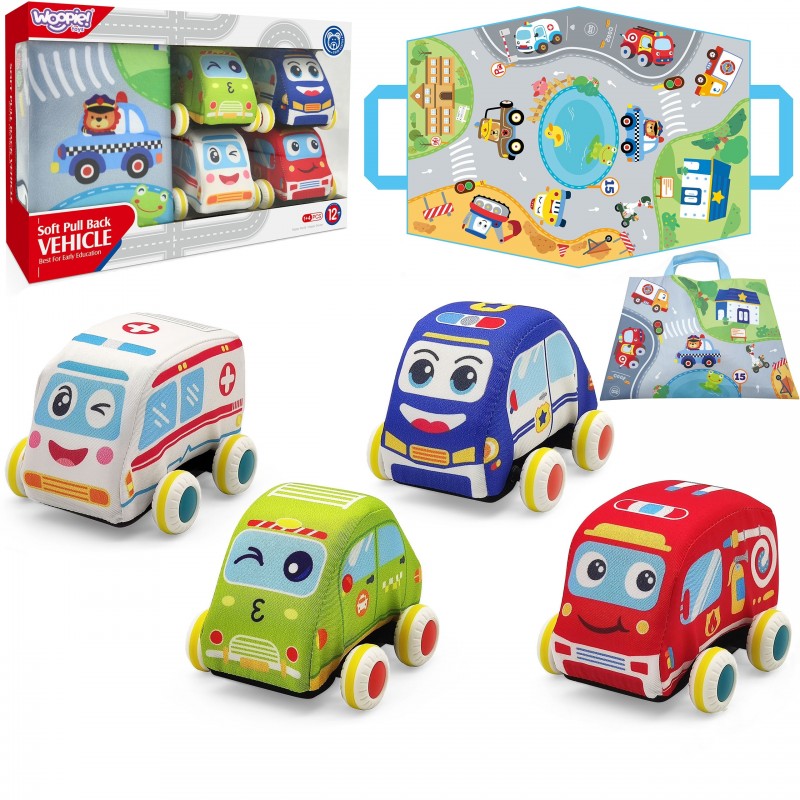 WOOPIE Soft Plush Toy Cars Road Mat Set 5 el.