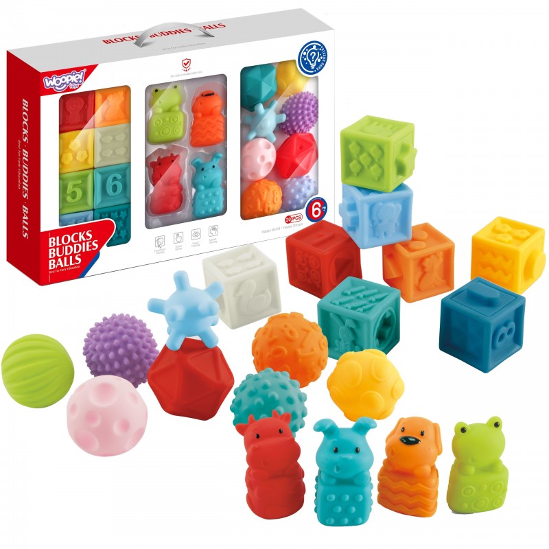 WOOPIE Sensory Blocks Squeeze Puzzle Heli Loendama õppimine 20 el.