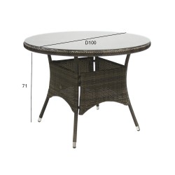 Table WICKER D100xH71cm, dark brown