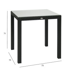 Table WICKER 73x73xH71cm, black
