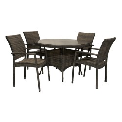 Садовая мебель WICKER стол и 4 стула (1336), D120xH76cм, рама  алюминий с плетением из пластика, цвет  тёмно-коричневый