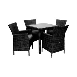 Garden furniture set WICKER table, 4 chairs (12709), black