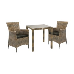 Garden furniture set WICKER table, 2 chairs, cappuccino