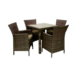 Garden furniture set WICKER table, 4 chairs (12699), dark brown