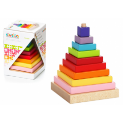 Wooden Pyramid Overlay Coloured Squares 13357