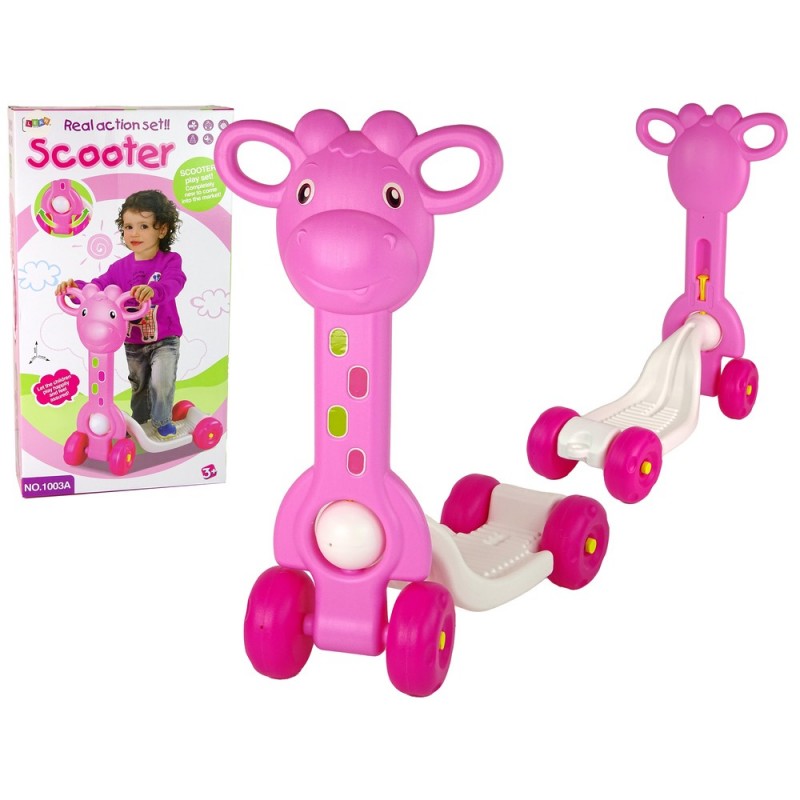 Children's scooter 4 Wheel Giraffe Pink
