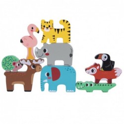 Tooky TOY Деревянные кубики с животными, 9 элементов