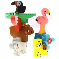 Tooky TOY Деревянные кубики с животными, 9 элементов