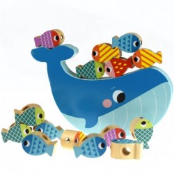 TOOKY TOY Wooden Whale and Fish Game Multifunctional 4 in 1