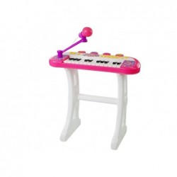 Keyboard with Stand Chair Microphone Sound Light Pink