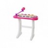 Keyboard with Stand Chair Microphone Sound Light Pink