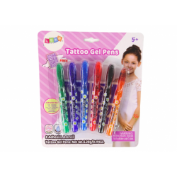 Gel Pens for making tattoos 6 pieces of glitter pens + stencils Tattoo Pen