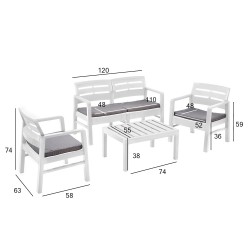 Garden furniture set JAVA table, bench, 2 chairs