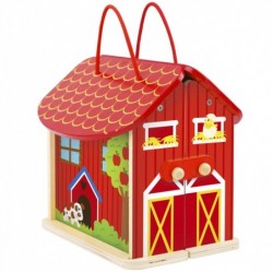 TOOKY TOY Portable Barn with Farmer and Animals