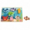 TOOKY TOY Wooden Puzzle Montessori Sea World Fish Turtle Shapes