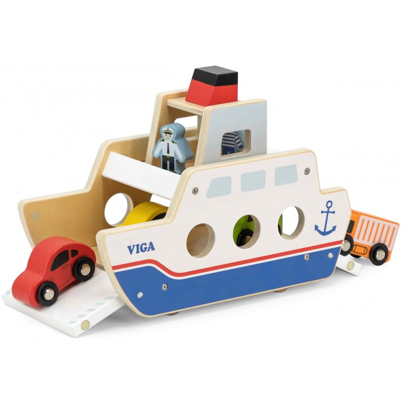 VIGA Wooden Ship Captain Cars 4 pcs.