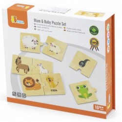 VIGA Wooden Puzzle Animals Small and Large Puzzle
