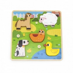 VIGA Wooden Animals Farm Puzzle to Match