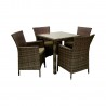 Garden furniture set WICKER table, 4 chairs (12699), dark brown
