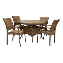 Garden furniture set WICKER table, 4 chairs (13360), cappuccino