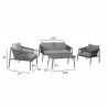 Комплект садовой мебели WEILBURG стол, диван и 2 стула, рама из серого алюминия с плетеной веревкой, подушки серого цвет
