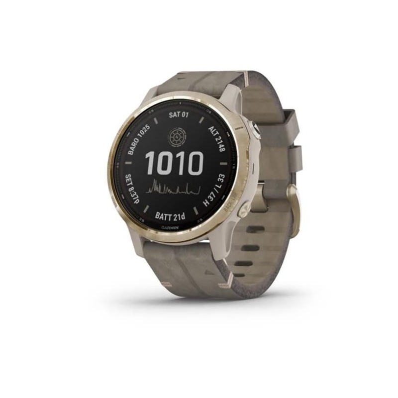 fenix 6S Pro Solar Lt. Gold with Shale Suede Band
