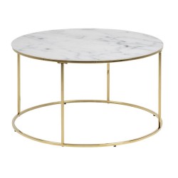 Coffee table BOLTON, D80xH44cm, glass  gold