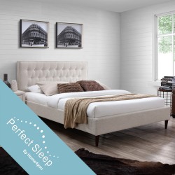 Кровать EMILIA с матрасом HARMONY TOP (86865) 180x200см, обивка из мебельного текстиля, цвет  светло-бежевый