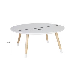 Coffee table FOXY D80xH35,5cm, material  wood, color  white   natural