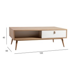 Diivanilaud HELENA WHITE 120x60xH40cm, MDF naturaalne valge