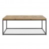 Coffee table INDUS 114x60xH42cm, mosaic oak veneer table top, grey metal frame