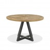 Обеденный стол INDUS D125xH76,6см, столешница из мозаичного дубового шпона, металлический каркас серого цвета