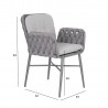 Садовый стул ASCONA 59x62xH83см, серая алюминиевая рама с тканой веревкой, серые подушки