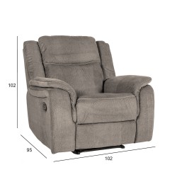 Tugitool NORMAN mehaaniline recliner 102x99xH102cm pruunikashall, polüesterkangas, puit, metall