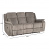 Sofa NORMAN 3-seater recliner, brownish grey