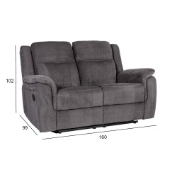 Sofa NORMAN 2-seater recliner, grey