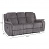 Sofa NORMAN 3-seater recliner, grey