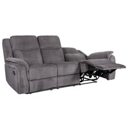 Diivan NORMAN 3-kohaline mehaaniline recliner 216x99xH102cm hall, polüesterkangas, puit, metall