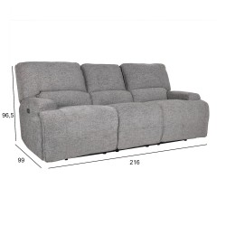 Diivan MARCUS 3-kohaline elektriline recliner 216x99xH96,5cm, hall