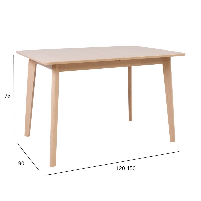 Söögilaud ADORA 120 150x80xH75cm, pöögispooniga mööbliplaat, puit